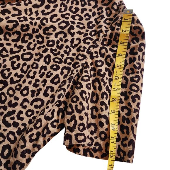 Ann Taylor Leopard Print Soft Corduroy Top with Puffed Sleeves Size Medium - Picture 8 of 8
